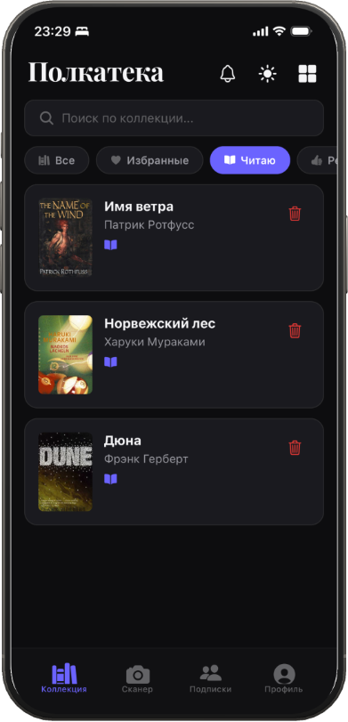 Полкатека — Список книг